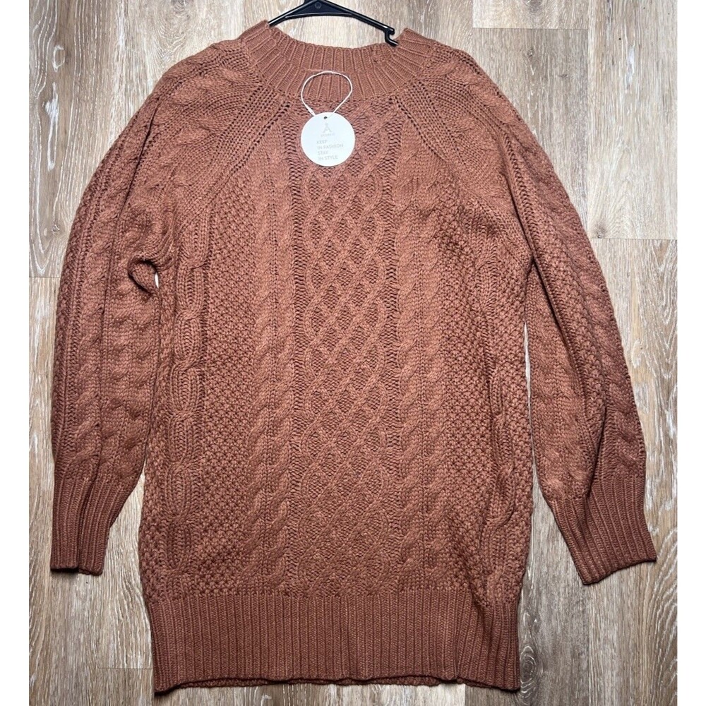 Anrabess Women’s NWT Brown Cable Knit Sweater Size Small